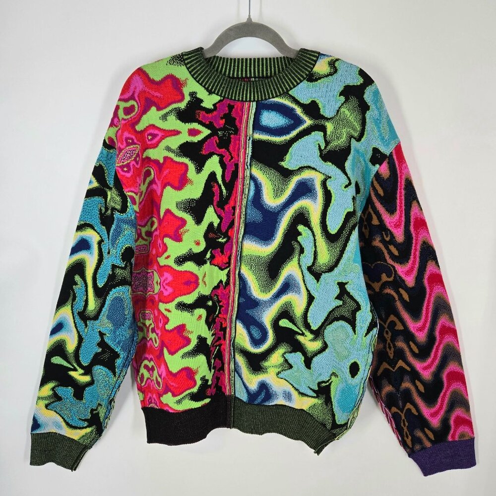 AGR Cherish Jacquard Split Sweater Merino Wool Psychedelic Unisex Size Large NEW